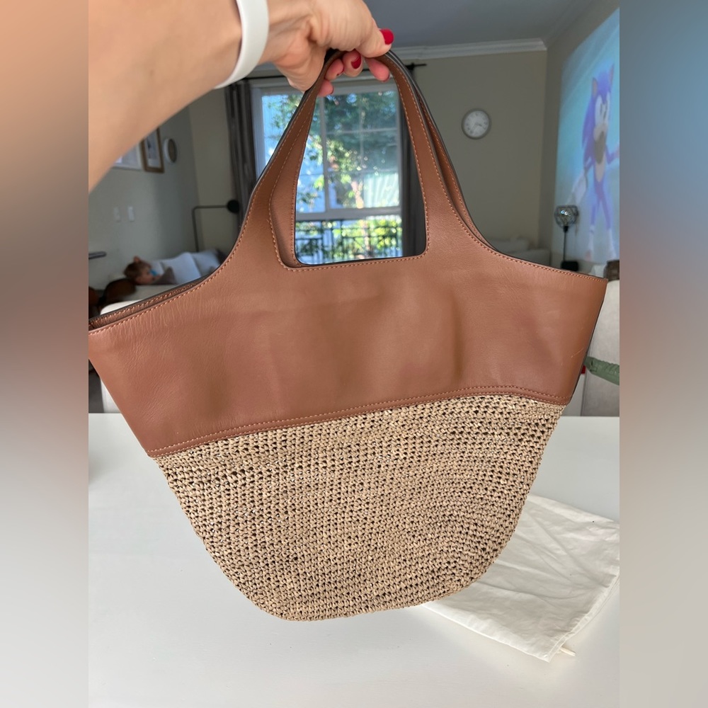 Massimo Dutti Leather And Straw Bag